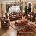 brown leather solid oak wood European sofas